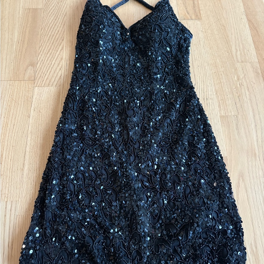 Primavera Couture Black Sequin Mini Dress